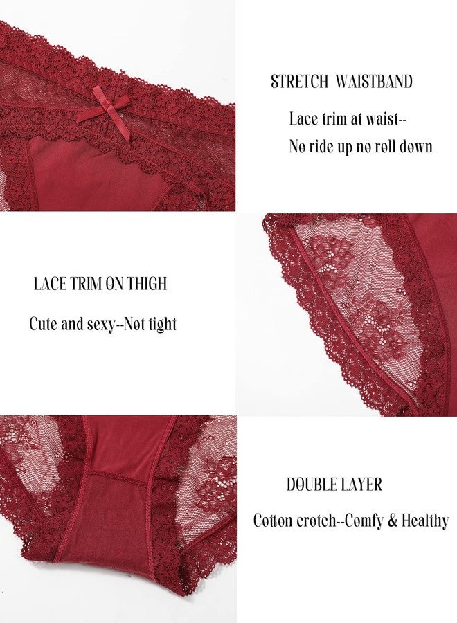 LEVAO Women Lace Underwear Sexy Breathable Hipster Panties Stretch Seamless Bikini Briefs Multipack - Image 3